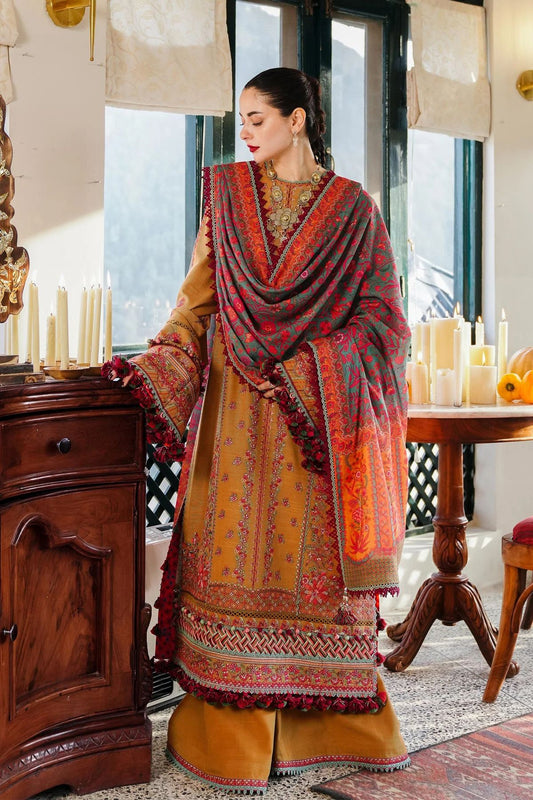 Hussain Rehar 014 Unstitched Luxury Dhanak Heavy Embroidered 3PC Suit