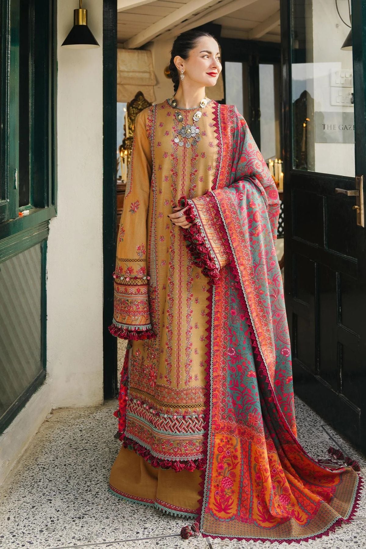 Hussain Rehar 014 Unstitched Luxury Dhanak Heavy Embroidered 3PC Suit