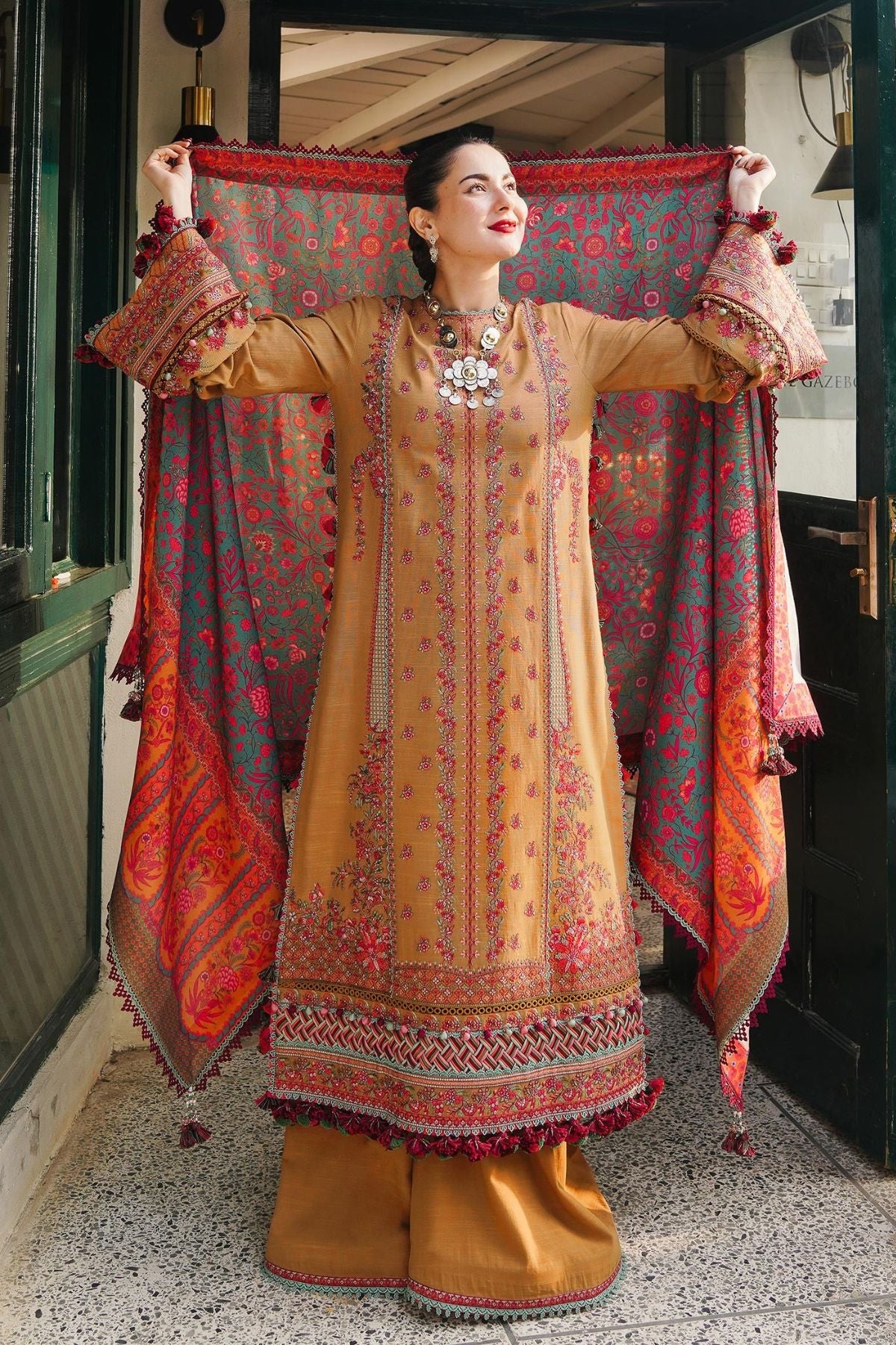 Hussain Rehar 014 Unstitched Luxury Dhanak Heavy Embroidered 3PC Suit