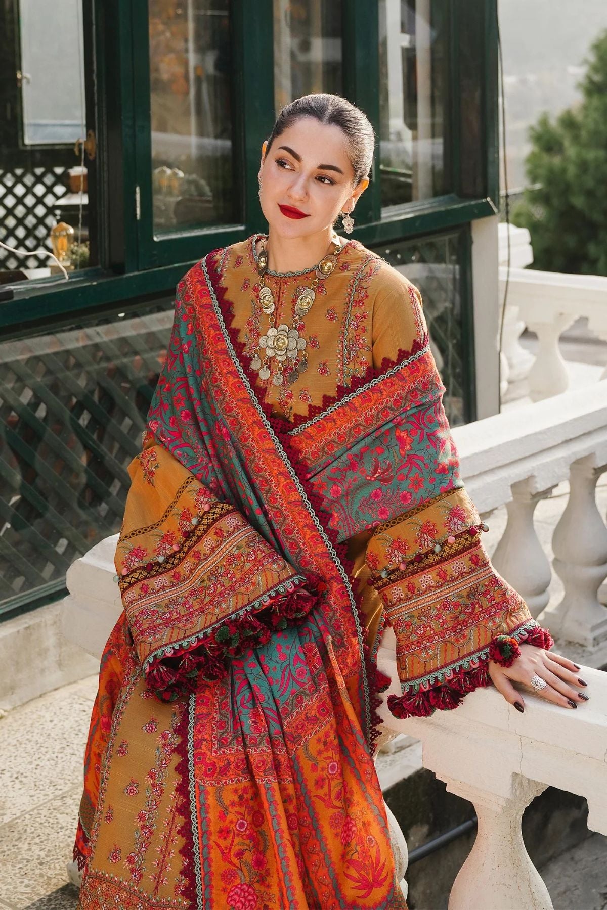 Hussain Rehar 014 Unstitched Luxury Dhanak Heavy Embroidered 3PC Suit