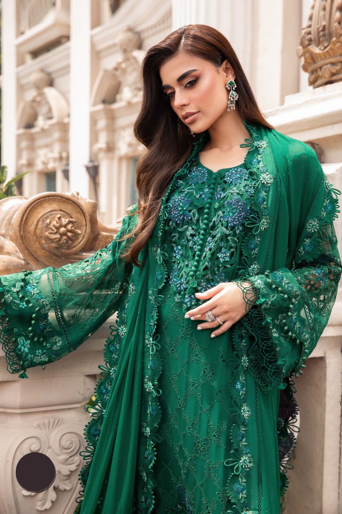 Maria B 016 Unstitched Luxury Dhanak Heavy Chikenkari Embroidered 3PC Suit
