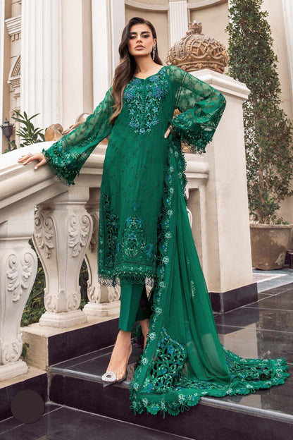 Maria B 016 Unstitched Luxury Dhanak Heavy Chikenkari Embroidered 3PC Suit