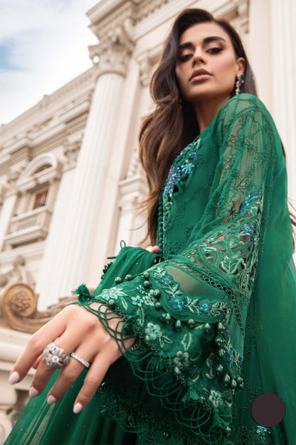 Maria B 016 Unstitched Luxury Dhanak Heavy Chikenkari Embroidered 3PC Suit