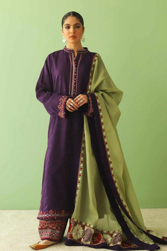 Zara Shahjahan 016 Unstitched Luxury Dhanak Heavy Embroidered 3PC Suit