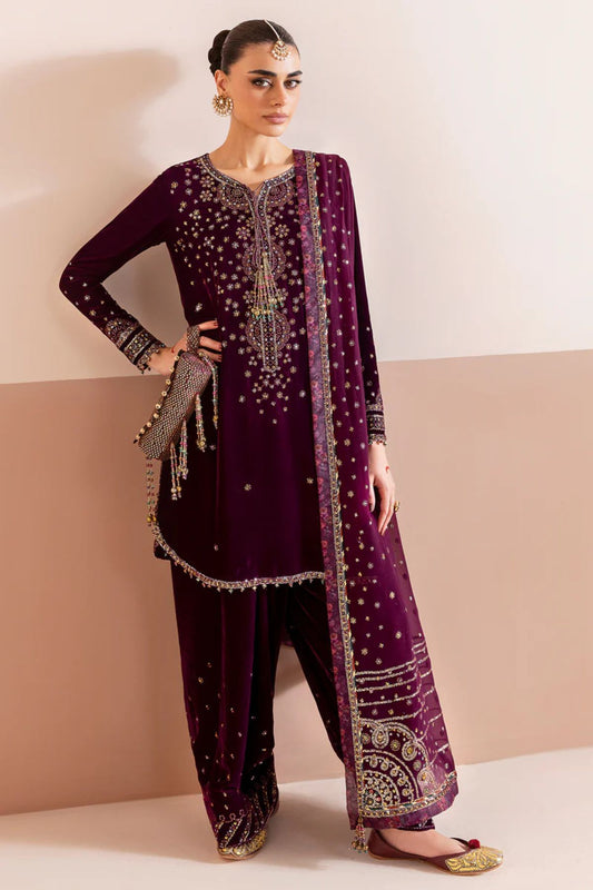 Jazmin 008 Unstitched Luxury Velvet Heavy Embroidered 3PC Suit