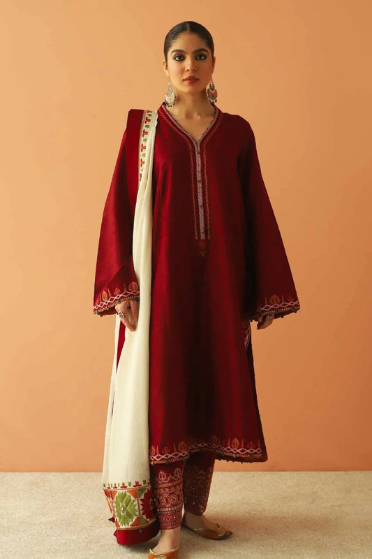 Zara Shahjahan 015 Unstitched Luxury Dhanak Heavy Embroidered 3PC Suit