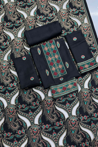Bareeze 1688 Unstitched Luxury Dhanak Heavy Embroidered 3PC Suit With Laser Cut Shawl