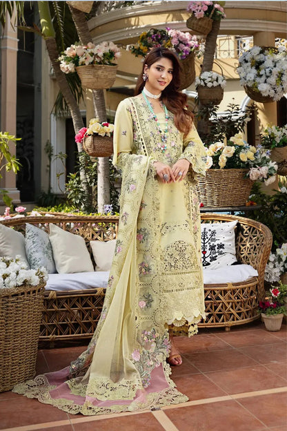 Elaf 004 Unstitched Luxury Dhanak Heavy Chikenkari Embroidered 3PC Suit