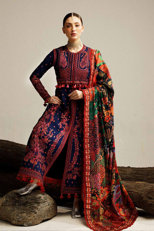 Hussain Rehar 020 Unstitched Luxury Dhanak Heavy Embroidered 3PC Suit