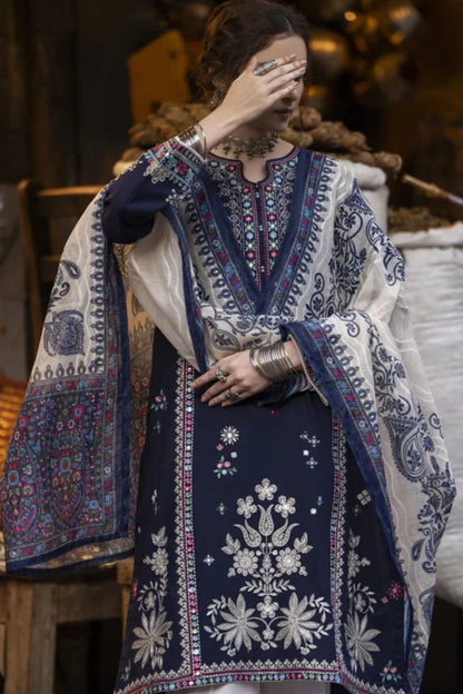 Al Karim 001 Unstitched Luxury Dhanak Heavy Embroidered 3PC Suit