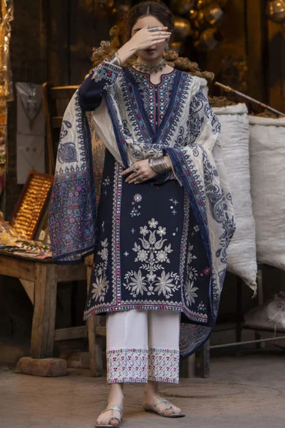 Al Karim 001 Unstitched Luxury Dhanak Heavy Embroidered 3PC Suit