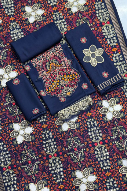 Bareeze 1711 Unstitched Luxury Dhanak Heavy Embroidered 3PC Suit With Laser Cut Shawl