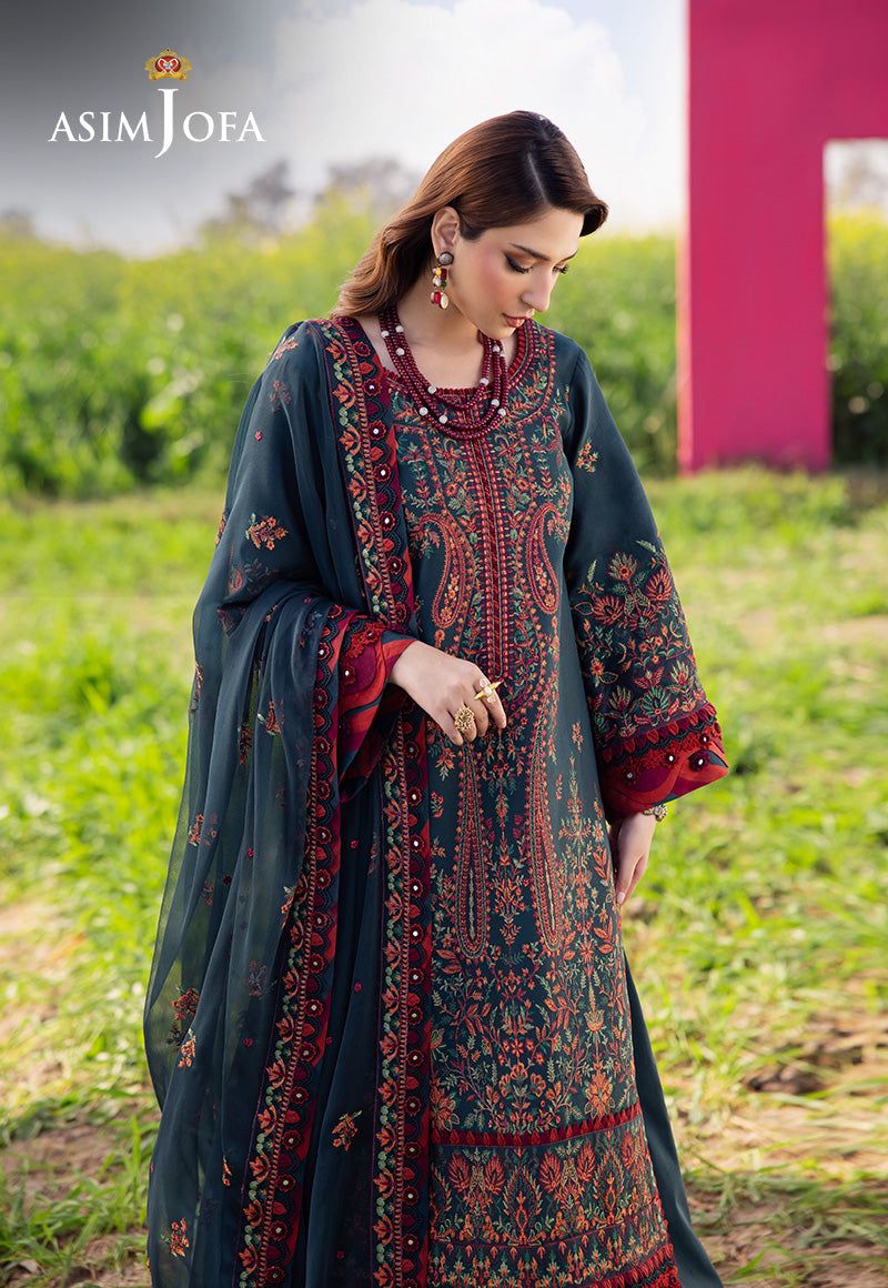 Asim Jofa 3PC Unstitched Luxury Lawn Heavy Embroidered Suit