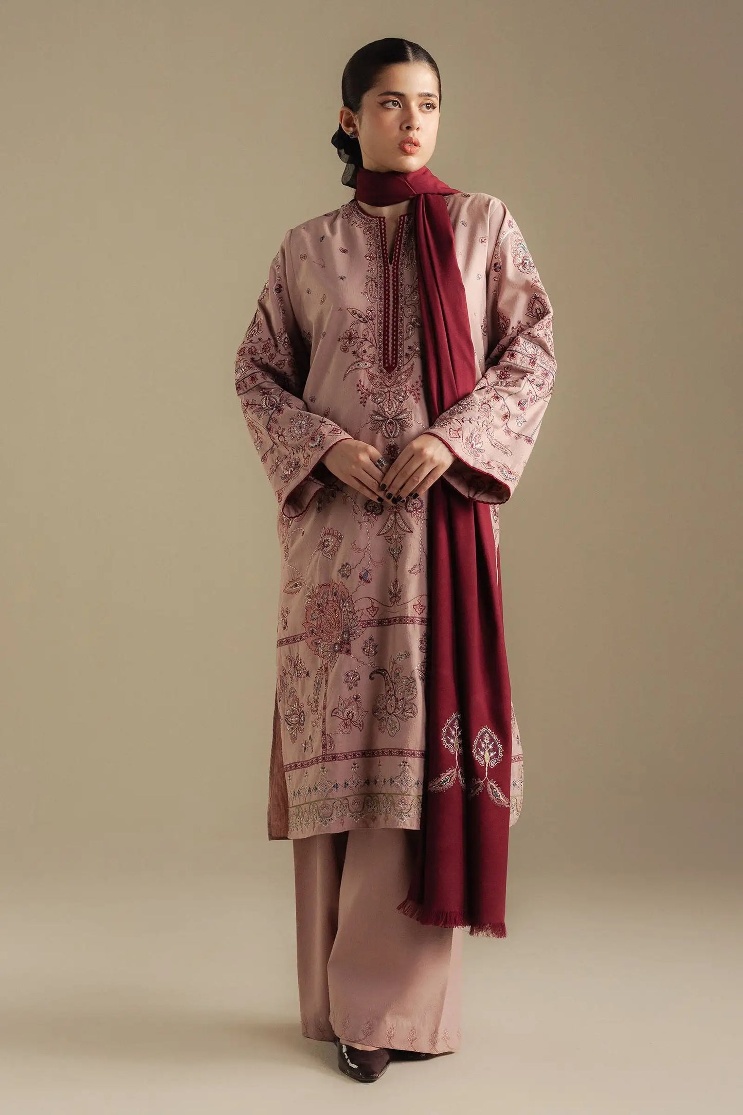 Zara Shahjahan 029 Unstitched Luxury Dhanak Heavy Embroidered 3PC Suit