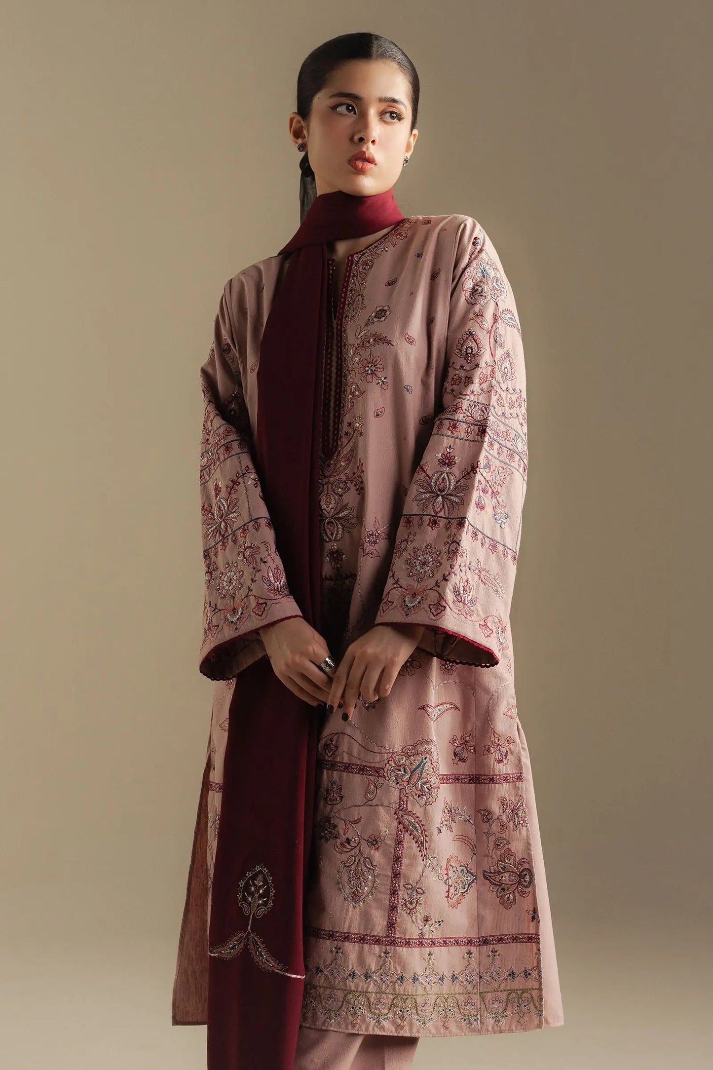 Zara Shahjahan 029 Unstitched Luxury Dhanak Heavy Embroidered 3PC Suit