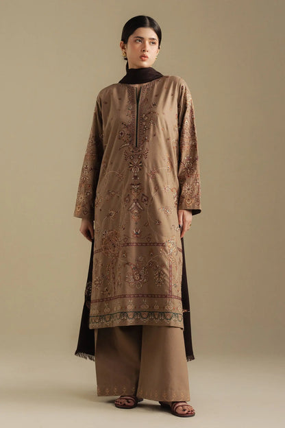 Zara Shahjahan 030 Unstitched Luxury Dhanak Heavy Embroidered 3PC Suit