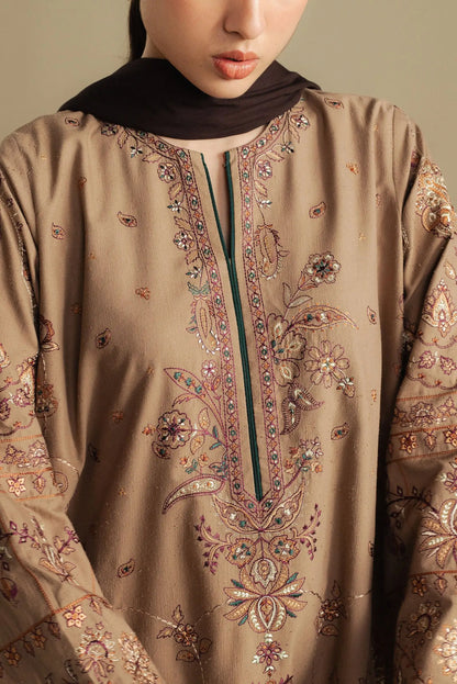 Zara Shahjahan 030 Unstitched Luxury Dhanak Heavy Embroidered 3PC Suit