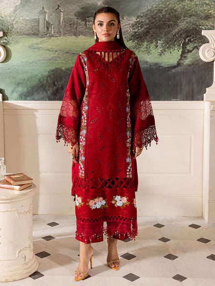 Parishay 3PC Unstitched Luxury Lawn Chikenkari Heavy Embroidered Suit
