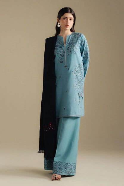 Zara Shahjahan 032 Unstitched Luxury Dhanak Heavy Embroidered 3PC Suit