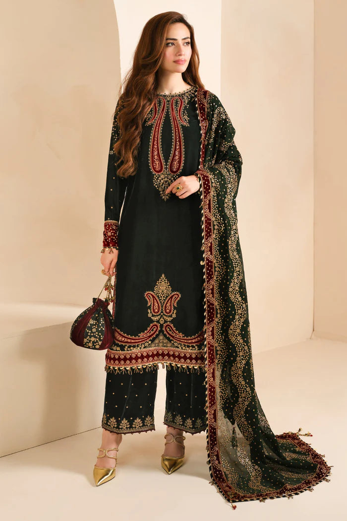 Jazmin 012 Unstitched Luxury Velvet Heavy Embroidered 3PC Suit