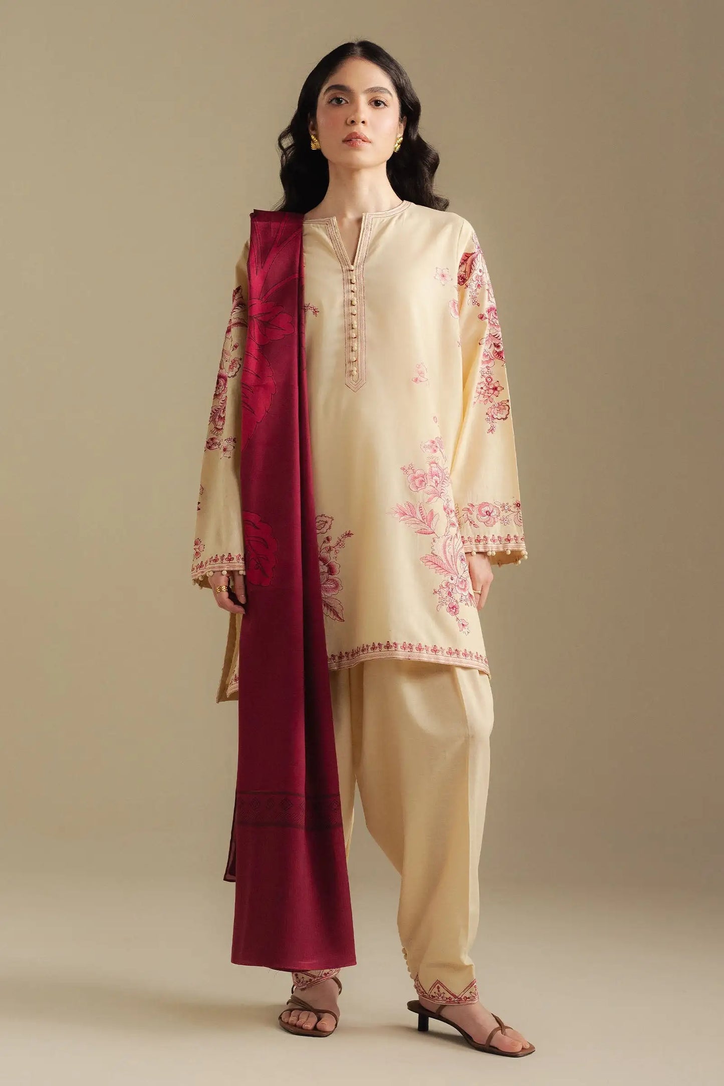 Zara Shahjahan 021 Unstitched Luxury Dhanak Heavy Embroidered 3PC Suit