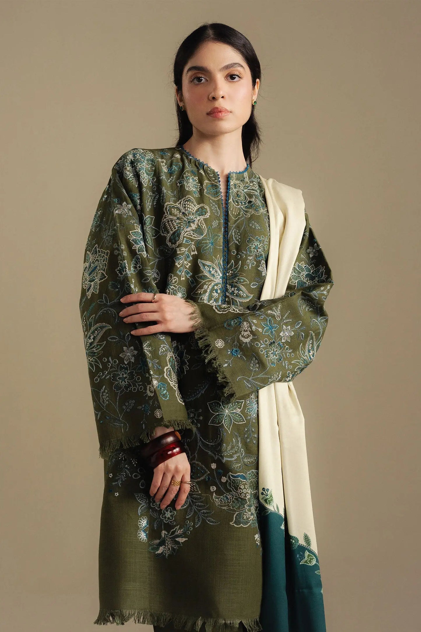 Zara Shahjahan 023 Unstitched Luxury Dhanak Heavy Embroidered 3PC Suit