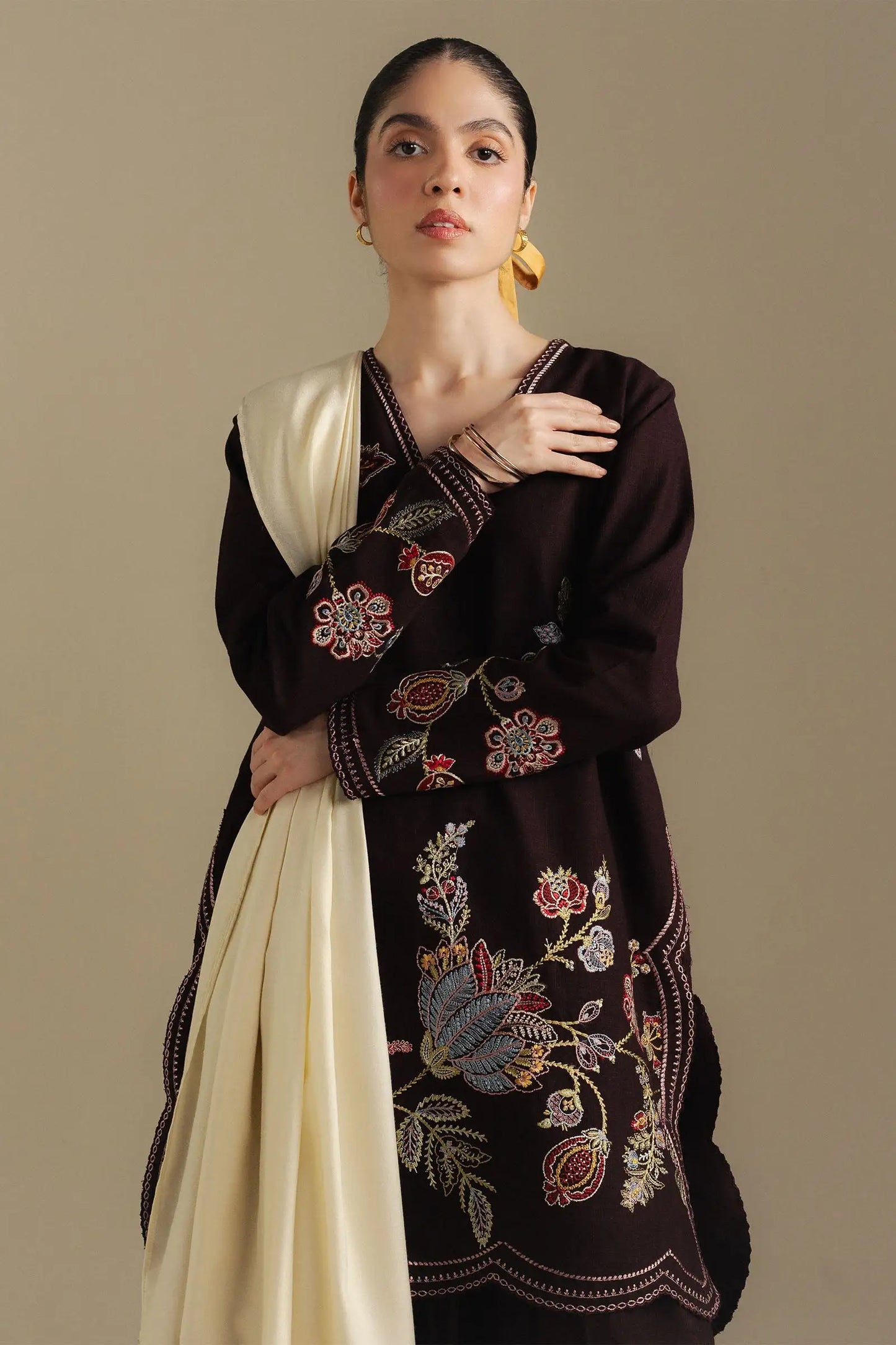 Zara Shahjahan 020 Unstitched Luxury Dhanak Heavy Embroidered 3PC Suit