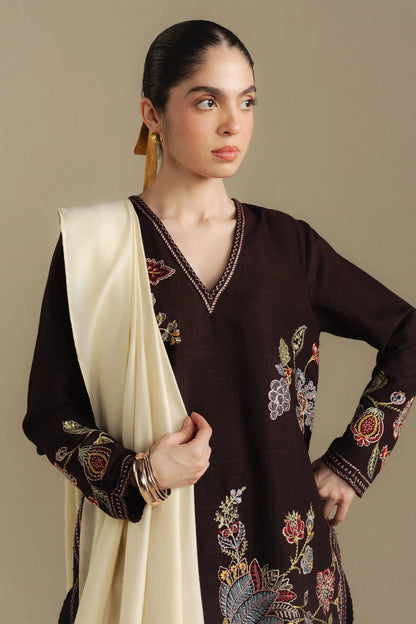 Zara Shahjahan 020 Unstitched Luxury Dhanak Heavy Embroidered 3PC Suit