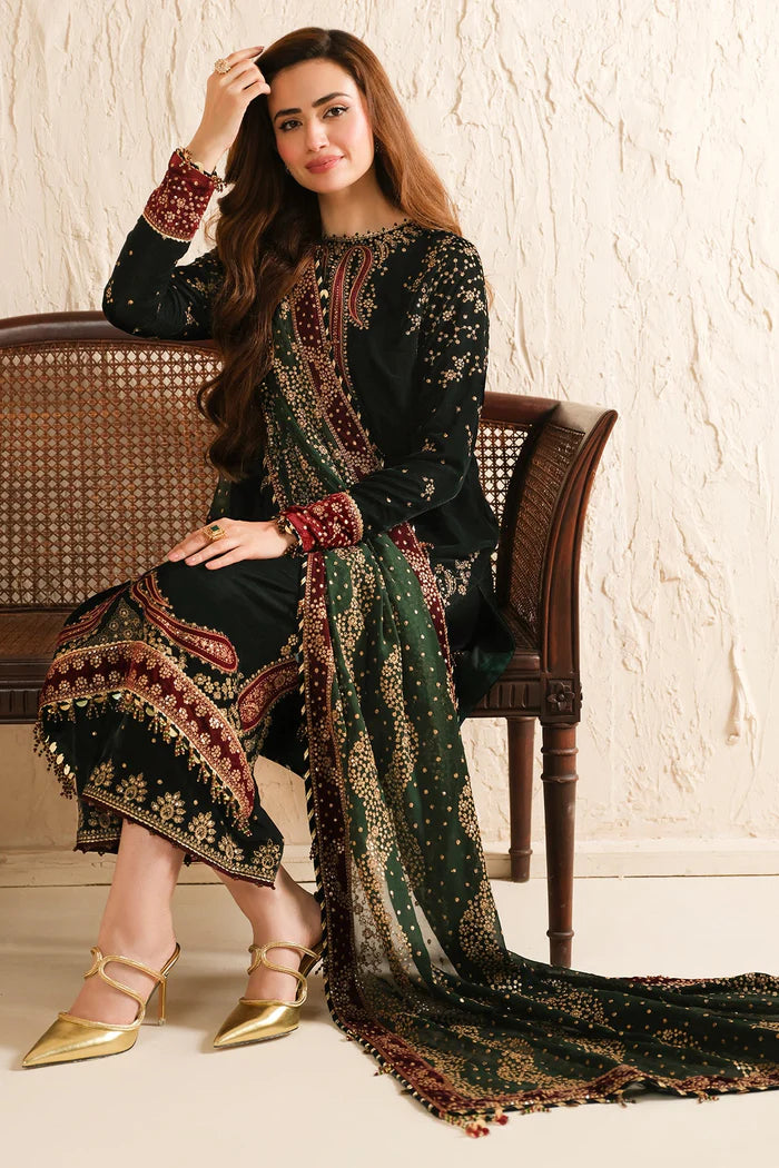 Jazmin 012 Unstitched Luxury Velvet Heavy Embroidered 3PC Suit