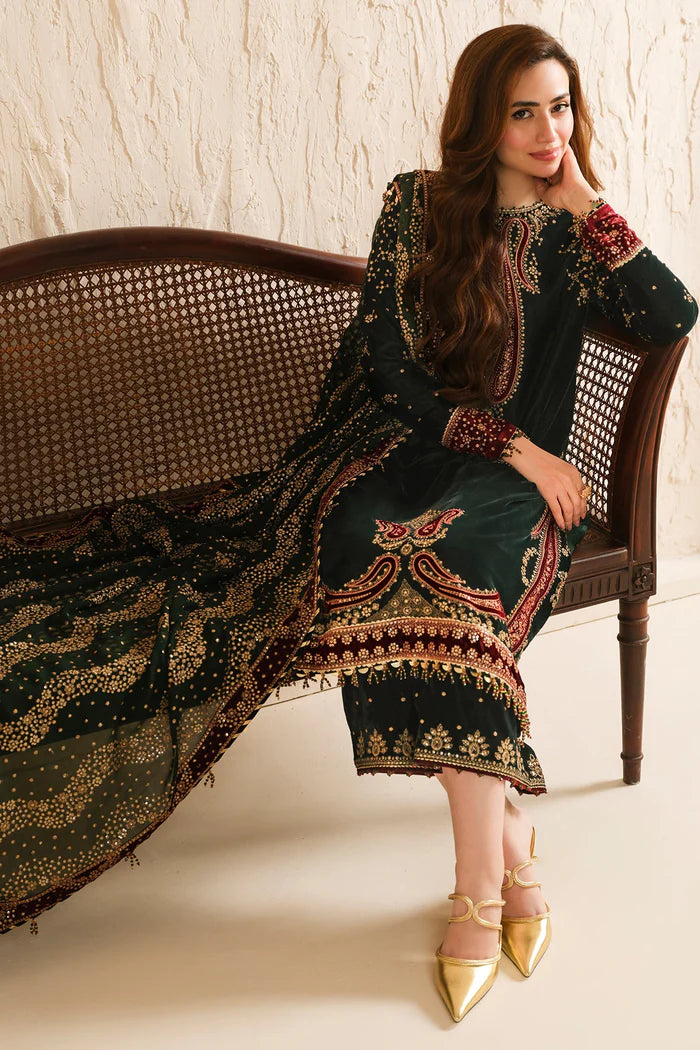 Jazmin 012 Unstitched Luxury Velvet Heavy Embroidered 3PC Suit