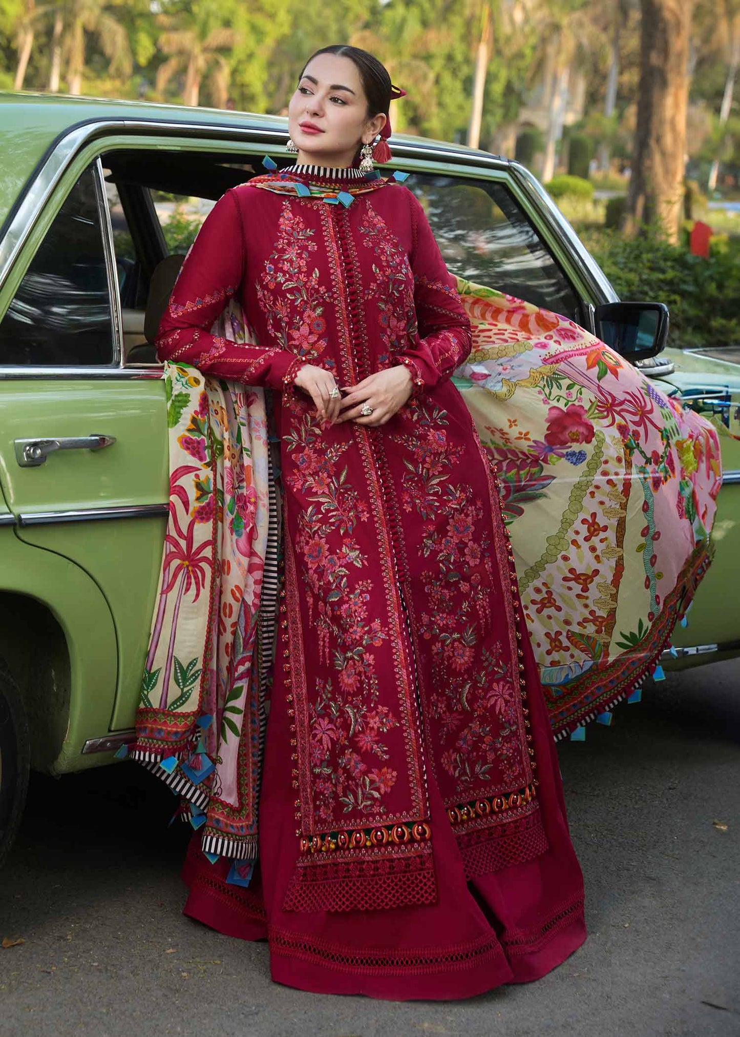 Hussain Rehar 011 Unstitched Luxury Dhanak Heavy Embroidered 3PC Suit